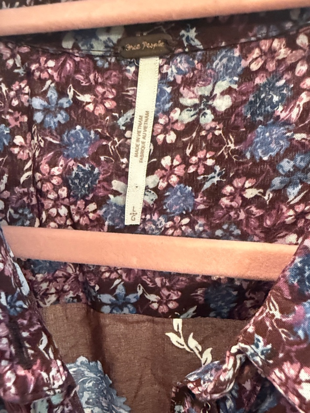 Free People Brown Maxi Dress with Blue and Pink Floral Print - Picture 10 of 10